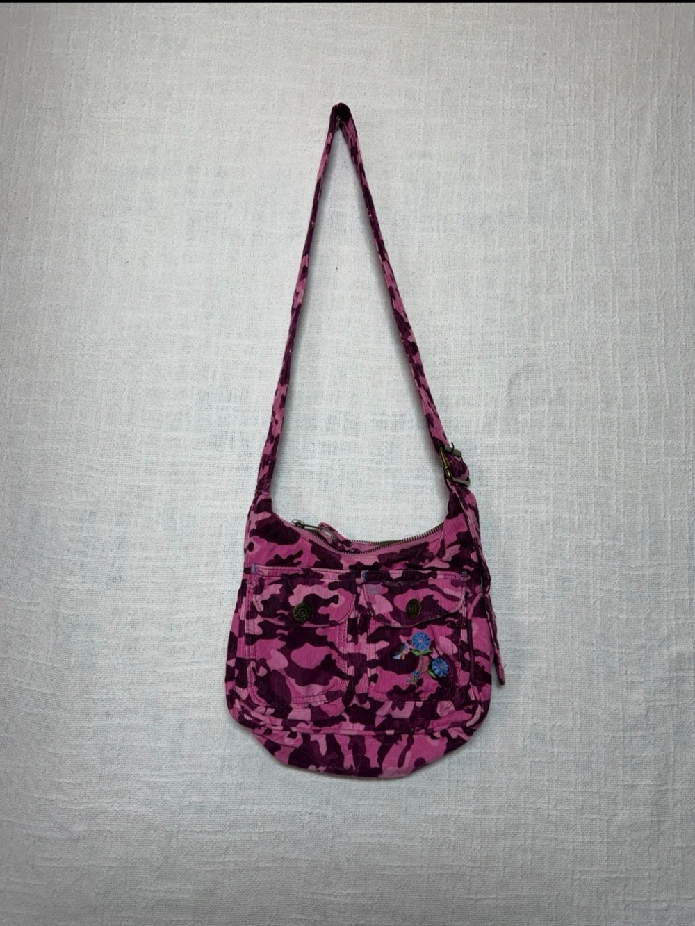 Children’s place y2k Pink Camouflage girls Crossbody Bag with Floral Accent